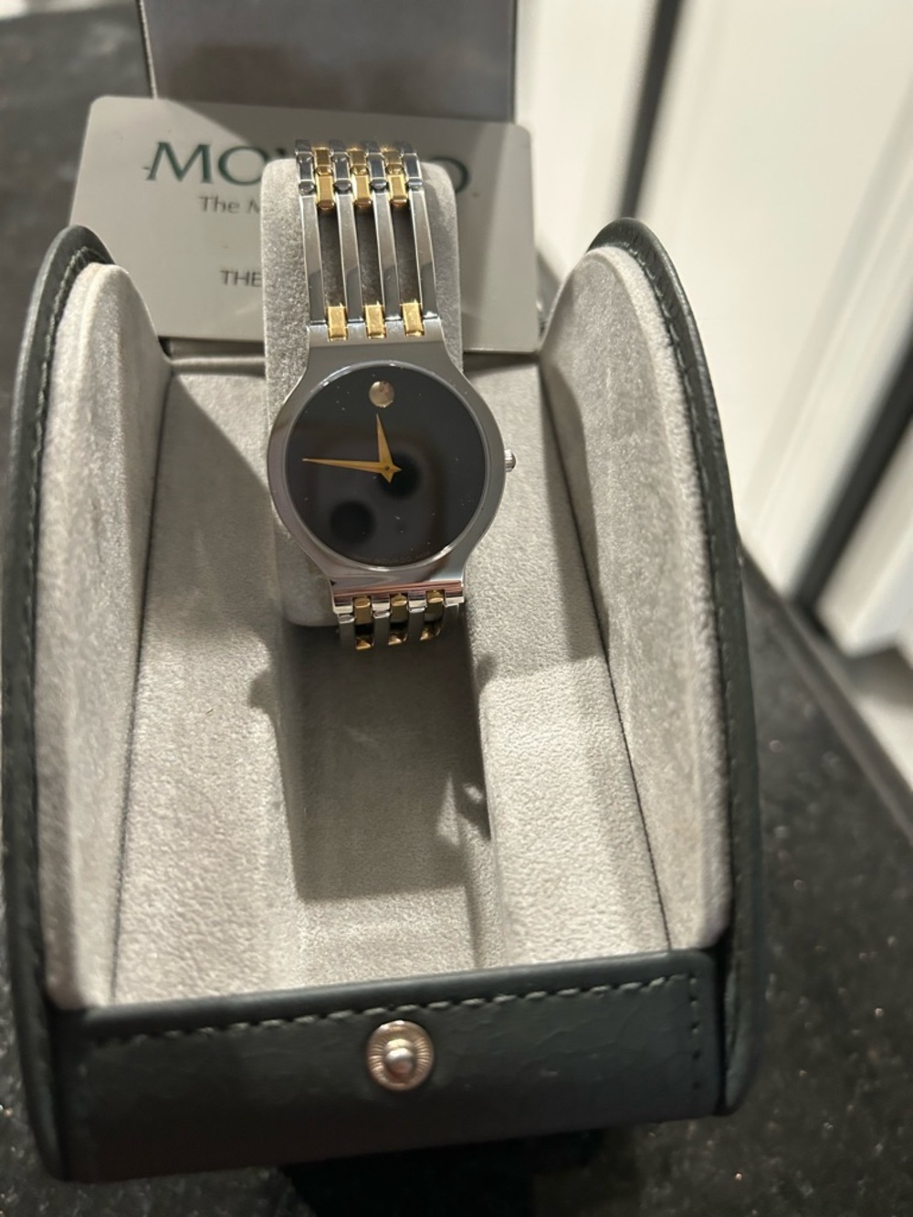 Movado Two-Tone Watch Black Dial with Gold Accents
